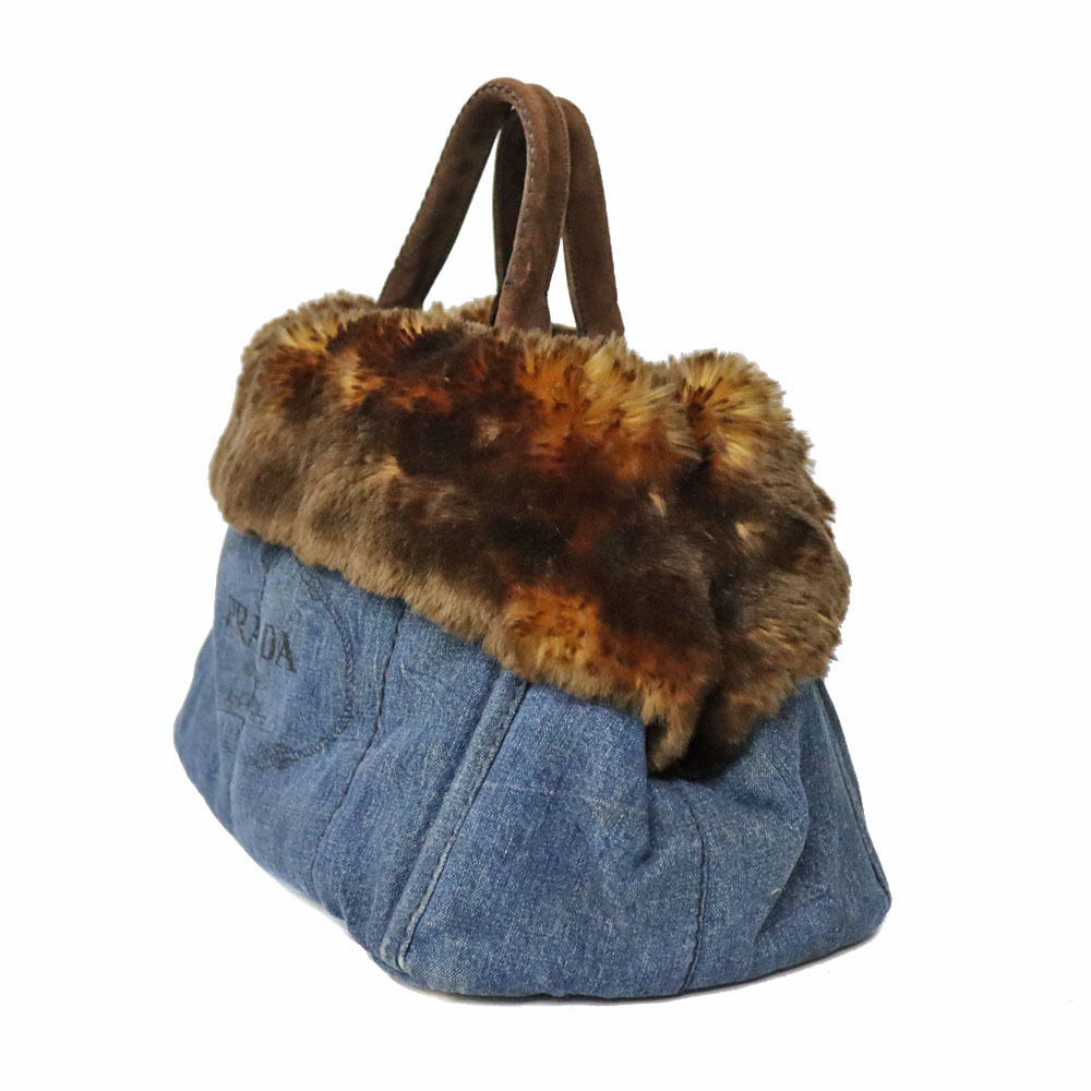 Prada Canapa Tote Bag Canvas Leather Python Black… - image 2